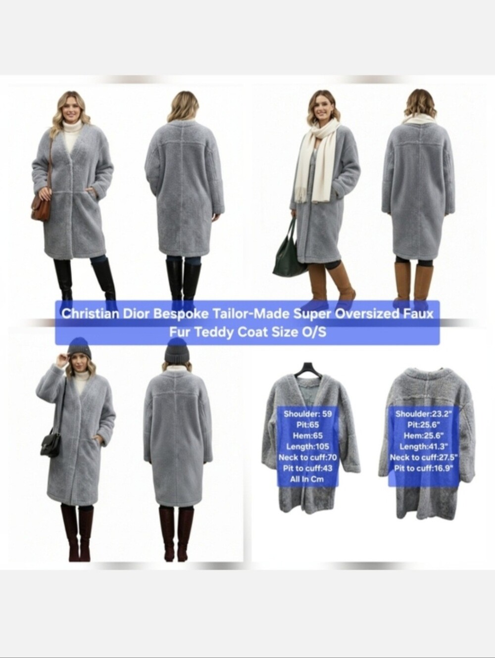 Christian Dior Bespoke Tailor-Made Super Oversized Faux Fur Teddy Coat Size O/S